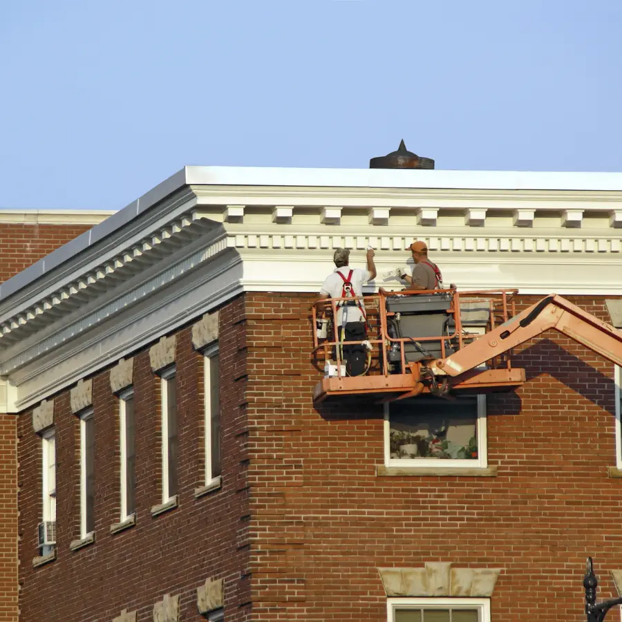 working on facade